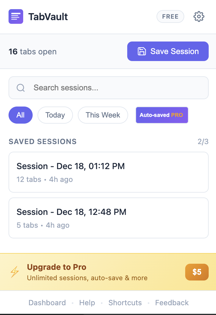 TabsVault Chrome Extension